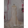 two sets long sleeves dress mermaid skin color tulle bridal gowns